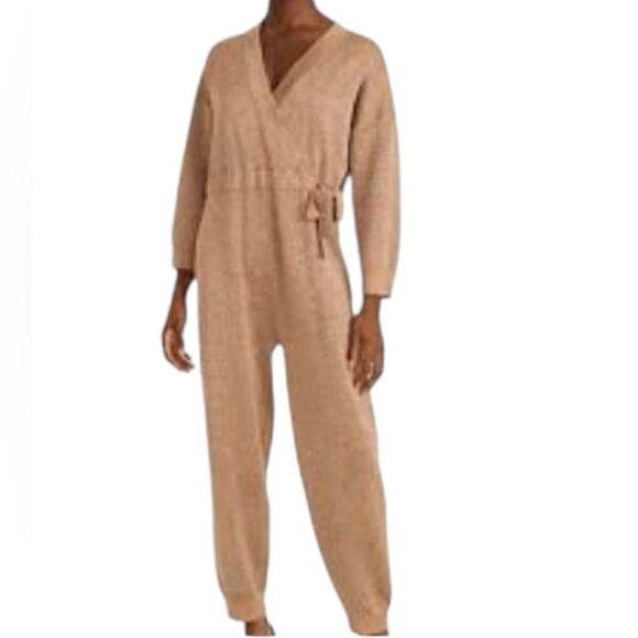 J. Crew Gold Shimmer Lurex® wrap sweater-jumpsuit Size Medium MSRP 198.00 - Picture 1 of 12